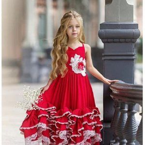 NWT Dollcake Thousand Words Frill Girls Maxi Frock Dress Holiday Valentine sz 7